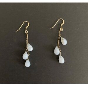 Artisan light blue lace agate stone raindrop earrings